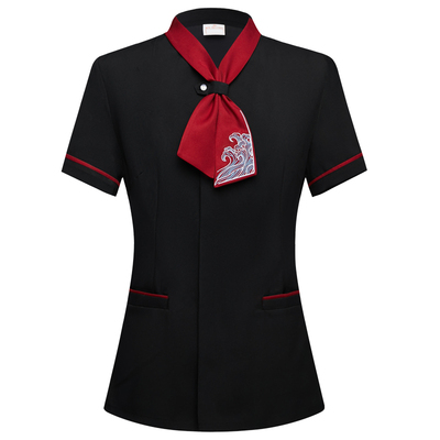 酒店餐饮服务员工作服短袖可印绣