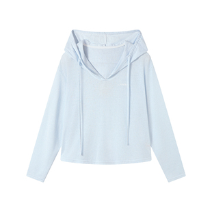 Rrichu 氛围感防晒衣夏少女小个子空调衫薄透t恤连帽宽松条纹上衣