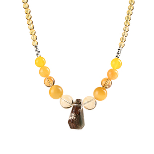 五行缺土喜土天然水晶项链天然聚宝盆水晶项链黄水晶五行补土吉饰