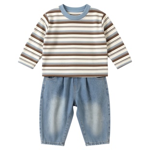 男童春装套装洋气超好看一岁宝宝春天衣服韩版T恤春季婴儿牛仔裤