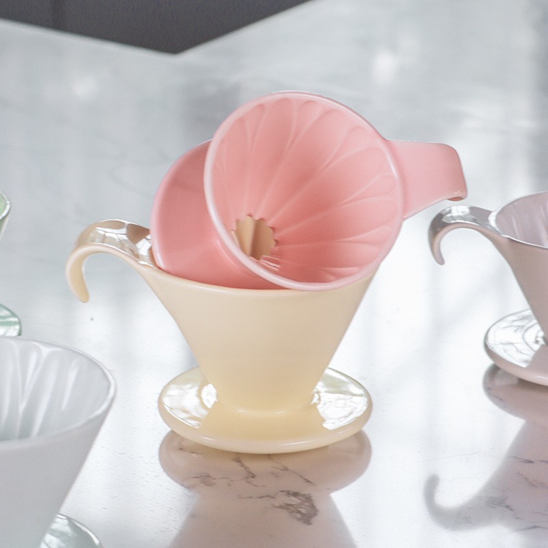 22陶瓷咖啡滤杯手冲过滤器折纸v60滤陶瓷花瓣漏斗套装杯咖啡咖啡