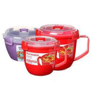 sistema泡面碗带盖早餐杯可微波炉加热燕麦碗牛奶杯汤杯专用饭盒