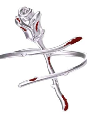 红色滴胶甜酷开口戒指