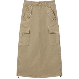 太平鸟女装2024年夏季款工装牛仔长裙A3GFE2431