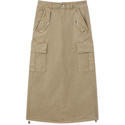 太平鸟女装2024年夏季款工装牛仔长裙A3GFE2431