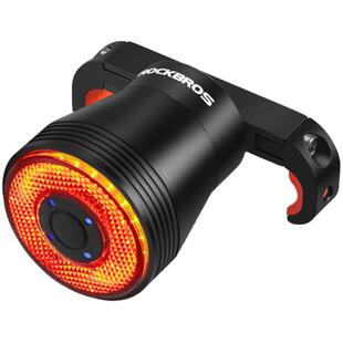 洛克兄弟自行车尾灯智能感应刹车灯山地公路车夜骑警示灯骑行装备