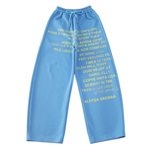 美式风字母印花束脚卫裤女童宽松运动休闲长裤高街风