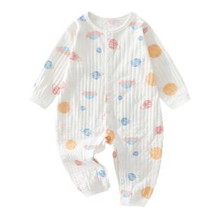 婴儿衣服夏季薄款纯棉连体衣长袖66码夏天宝宝夏装女宝空调服a类9