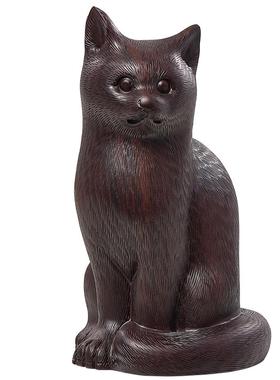 黑檀木雕木雕猫咪摆件客厅装饰品