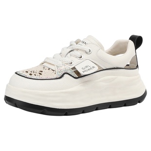 达芙妮板鞋女2026新款夏季网面透气不闷脚女鞋厚底增高百搭小白鞋