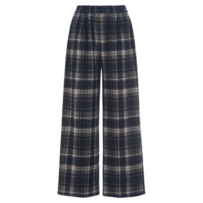 wanatry格纹加厚藏青色直筒裤