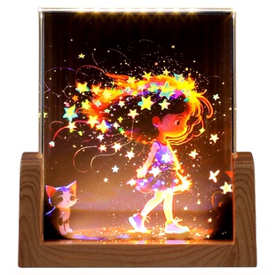 创意发光水晶摆件小夜灯桌面工位装饰品照片可定制送闺蜜朋友礼物