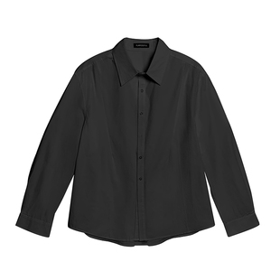 purposeful 黑色长袖垫肩衬衫分割线拼接小众A欲上衣