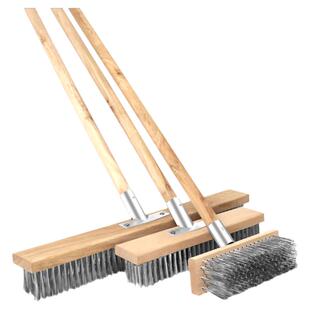 不锈钢钢丝刷地板刷子去青苔长柄洗地刷清洁刷扫把钢刷除神器硬毛