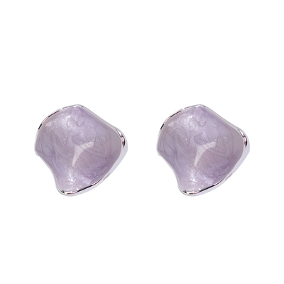 DSTYLE紫色菱形宽面独特漂亮耳环