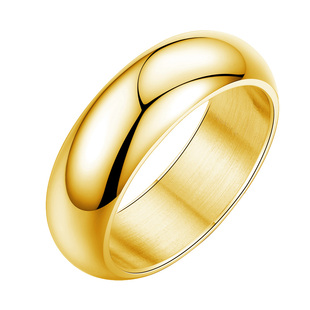 个性简约时尚光面金色戒指男款轻奢风情侣指环对戒创意