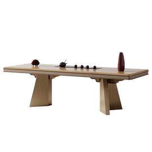 Mobeier 胡桃木茶桌办公茶台书桌一体意式轻奢白蜡木实木茶桌