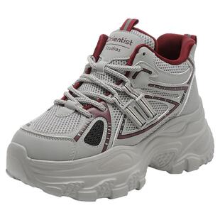 大东灰色老爹鞋女款2026新款春季爆款百搭鞋子增高厚底休闲运动鞋