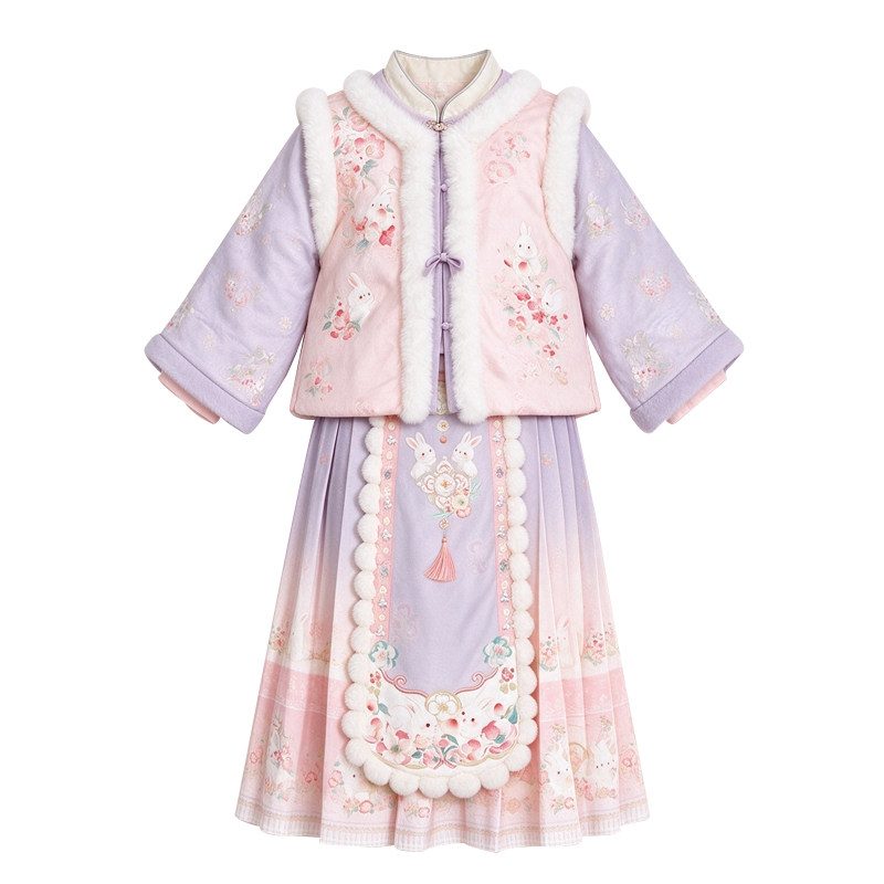汉服女童冬装2026新款儿童中国风古风套装女孩古装年服唐装拜年服