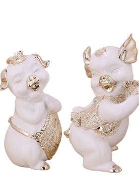 欧式风情侣招财猪电视柜工艺品