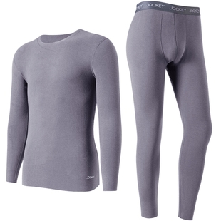 jockey羊毛保暖内衣男圆领蓄热秋衣秋裤套装男士莫代尔修身打底衫