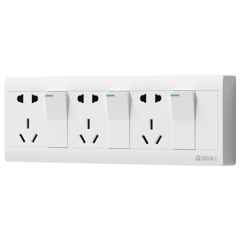 两开关插座明装二开十孔三开15孔双控开关厨房双开单控带五孔插座