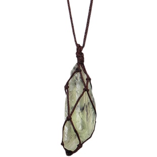 天然绿水晶权杖原石编织网兜小吊坠男女挂件民族风饰品情侣款项链