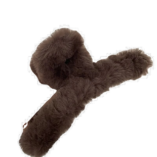 韩国奶咖色系13cm发饰交叉盘发抓夹大号仿兔毛绒后脑勺发夹发抓女