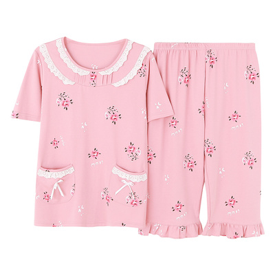 妈妈中裤婆婆加大码家居服套装