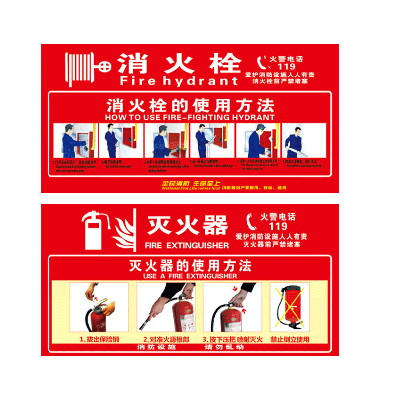 消防栓标识牌灭火器消火栓使用方法提示贴纸消防器材放置点标识贴防火门排烟口手报按钮安全标志标示牌子订制