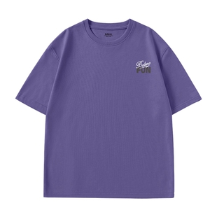 班尼路紫色男士短袖t恤夏季新款户外露营体恤青少年休闲纯棉半袖A