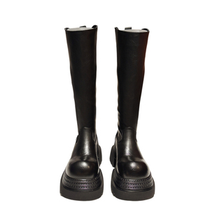 8CM增高~真皮厚底显瘦长筒靴女2025冬新款加绒高筒骑士靴女长靴子