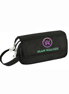 明星艾伦沃克Alan Walker周边黑色大容量翻盖笔袋学生文具盒笔盒