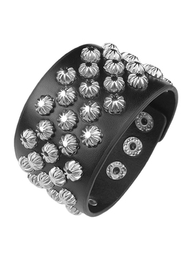 三角形铆钉咖啡棕色柔软皮窄手链