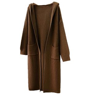 绝美巨好看的白色连帽针织开衫毛衣外套女2025秋冬季新中长款上衣