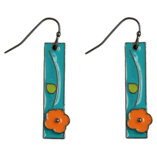 Vintage古着Turquoise and orange oil flower复古耳环