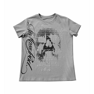 no E mosen（noE）骷髅花体液态金属双工艺印花正肩合身版型短袖