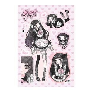 domi贴纸平替新款韩国甜酷少女人物贴纸手帐手机壳装饰咕卡贴纸