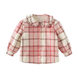 戴维贝拉女童加绒衬衫宝宝冬装格子衬衣反季清仓儿童洋气童装外套