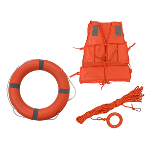 防汛应急救生圈组合套装成人大浮力救生衣水上漂浮绳三件套防溺水