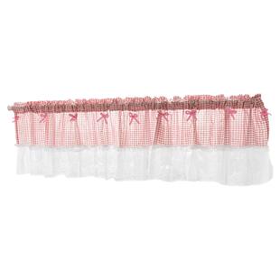 经典格子北欧简约厨房咖啡帘成品穿杆小窗帘清新方格蕾丝短帘半帘