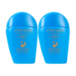 【下拉享优惠】资生堂新艳阳夏臻效水动力防晒隔离蓝胖子50ml*2瓶
