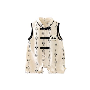 满月宝宝衣服夏季薄款新中式婴儿连体衣夏天超萌可爱男宝周岁礼服