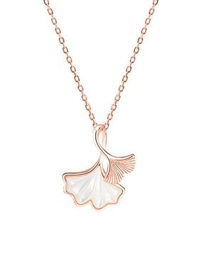 【自营】daisy beautyS999银小杏运项链女白贝母银杏锁骨链礼物