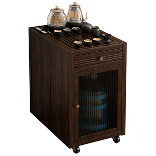 移动小茶几家用实木茶台边柜烧水壶一体泡茶桌茶水柜茶具置物架子