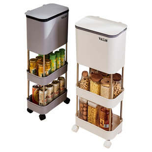 厨房垃圾桶家用多层大容量带盖滚轮可移动翻盖大号干湿分离收纳桶