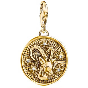 摩羯座Capricorn镀黄金圆牌星座吊坠挂坠子托马斯萨博时尚首饰品