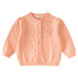 戴维贝拉女童毛衣开衫春装新款宝宝A类抗静电针织衫儿童纯棉外套