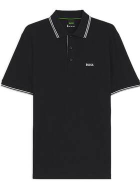 【礼物 多色】BOSS博斯 26夏棉质通勤条纹撞色短袖Polo衫BOSSPolo