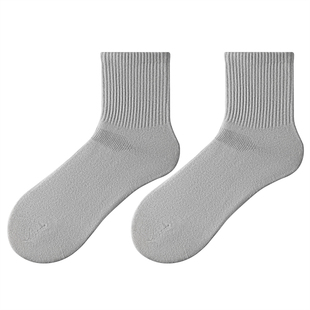 子墨袜子男款纯棉纱线防臭长袜夏季运动中筒吸汗透气无骨白袜男生